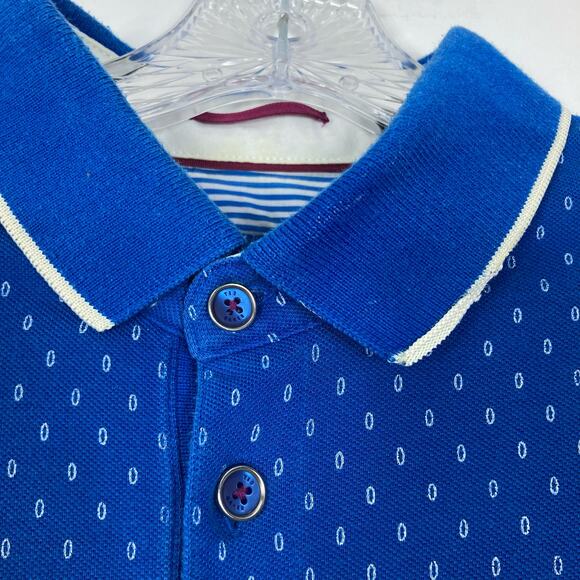 NWOT TED BAKER Polo Shirt 3~S Royal-Blue/Cobalt White”Toff Pique-Classic SlimFit - Picture 3 of 7